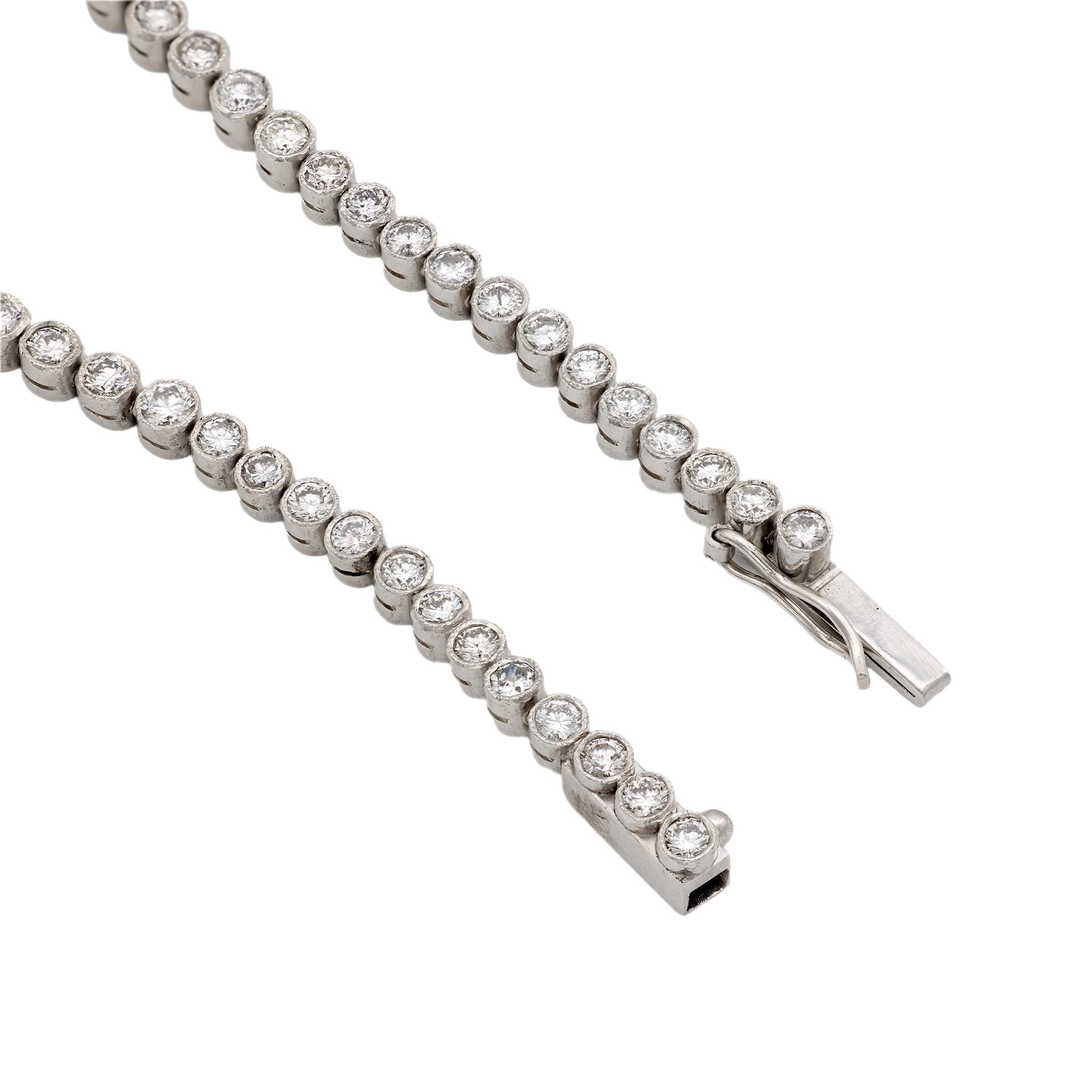 Collana in platino con diamante di 20 carati di peso totale del Mid Century in vendita 3
