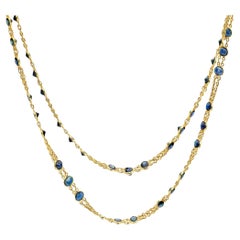 Mid Century 20 carat total weight sapphire 18k yellow gold necklace