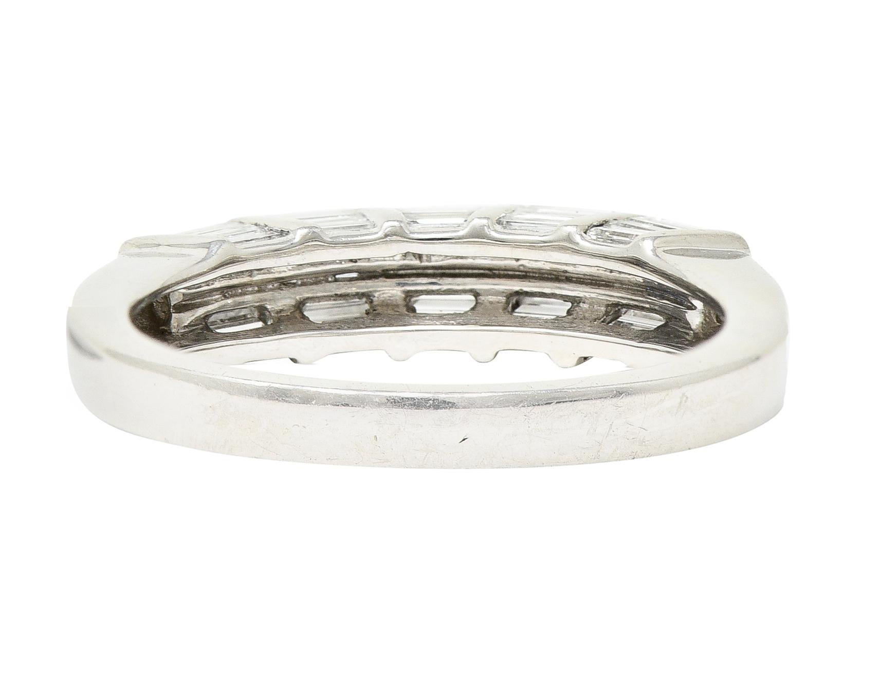 Women's or Men's Mid-Century 2.00 Carats Baguette Cut Diamond Platinum Vintage Band Ring
