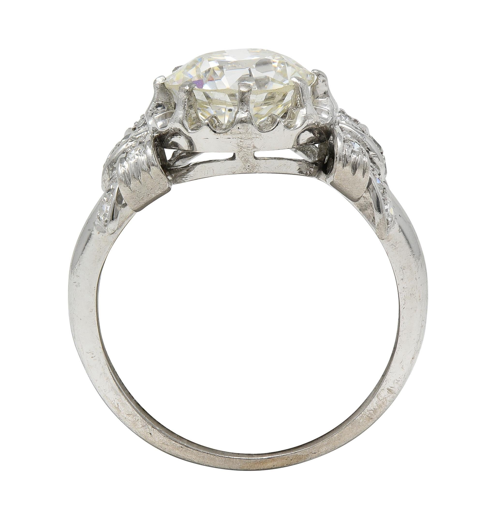 Mid-Century 2.00 CTW Diamond Platinum Vintage Bow Engagement Ring For Sale 4