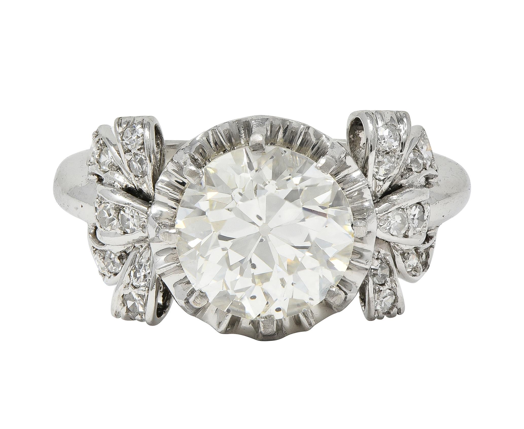 Mid-Century 2,00 CTW Diamant Platin Vintage Bogen Verlobungsring