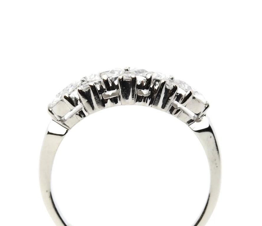 Brilliant Cut Mid Century 2.06ctw Four Stone Diamond Band Ring in 18K White Gold For Sale