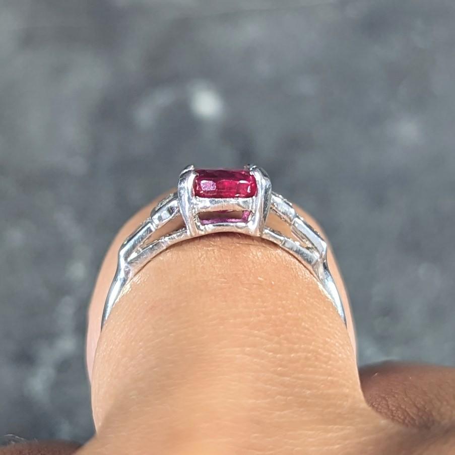 Mid-Century 2.08 CTW No Heat Burma Ruby Diamond Platinum Vintage Ring GCS For Sale 9