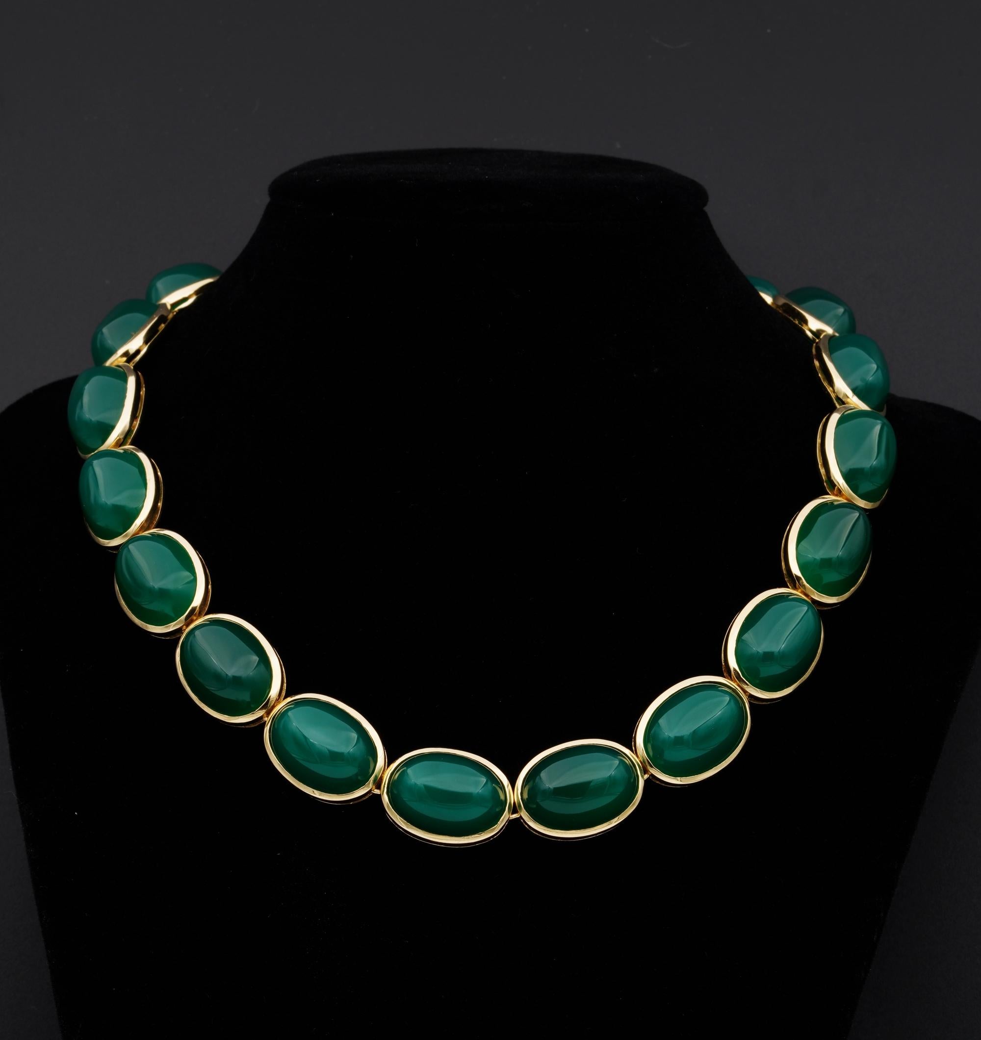 Contemporary Mid Century 209.00 Ct Natural Chrysoprase Necklace For Sale