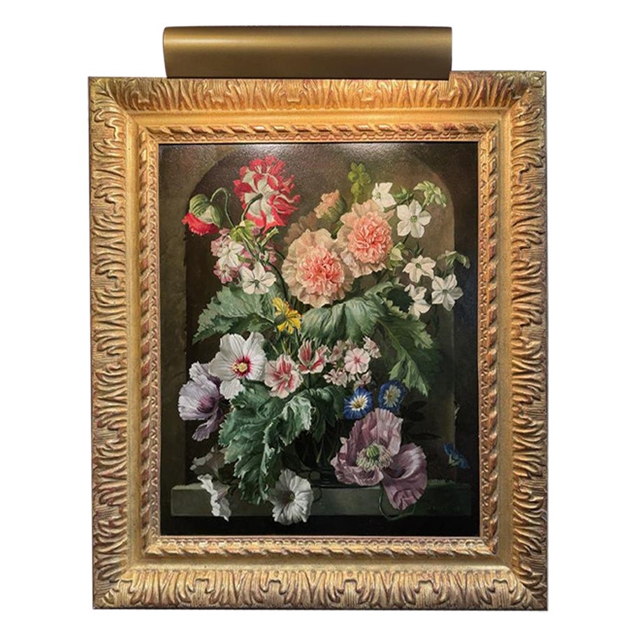 Peinture à l'huile du milieu du XXe siècle représentant des fleurs dans un vase par Gerald Cooper en vente