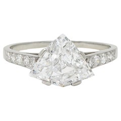 Mid-Century 2.13 CTW Fancy Kite Cut Diamond Platinum Vintage Engagement Ring GIA