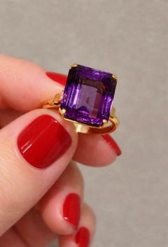 AMETHYST SOLITAIRE RING 22K Gold, 12 Karat Stein