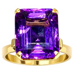 AMETHYST SOLITAIRE RING 22K Gold, 12 Karat Stein