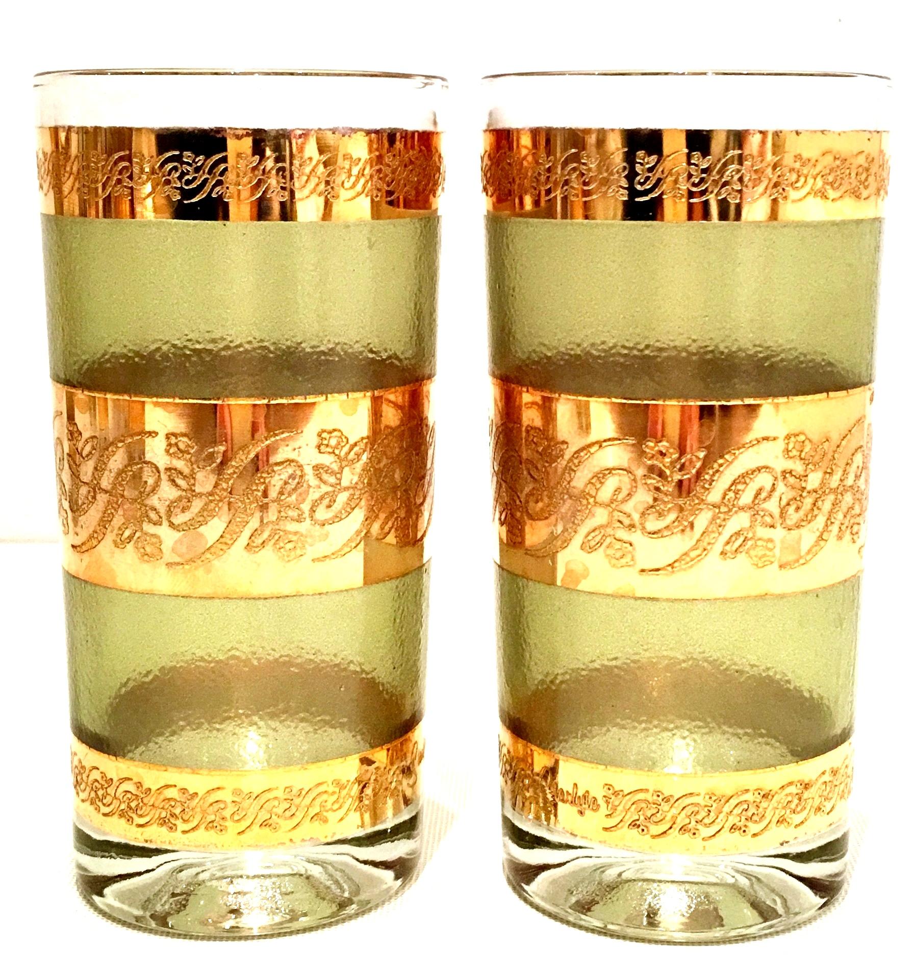 Mid-Century 22-Karat Gold Textured Drinks, S/7 In Good Condition In West Palm Beach, FL