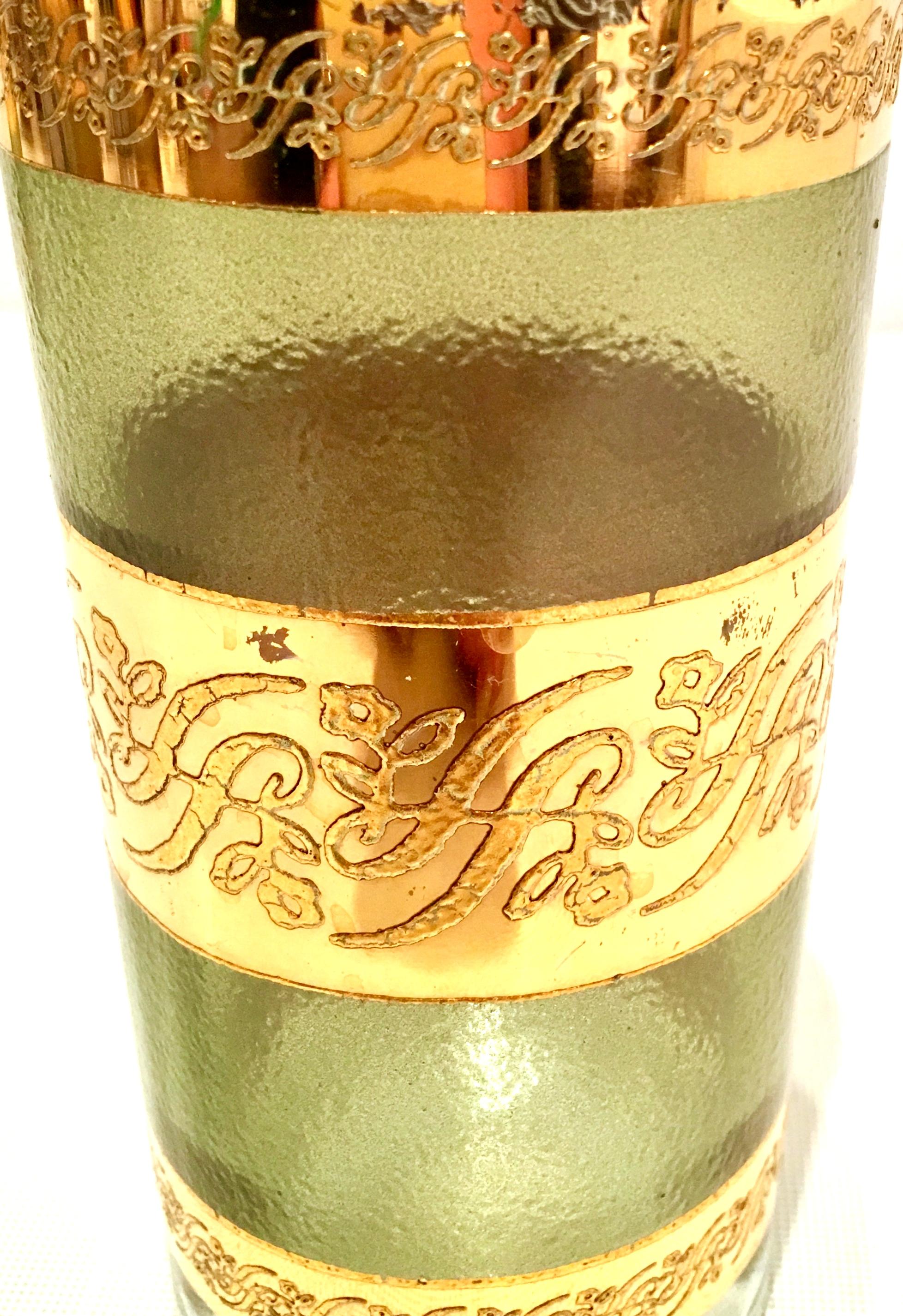 Mid-Century 22-Karat Gold Textured Drinks, Set of 7 In Good Condition For Sale In West Palm Beach, FL
