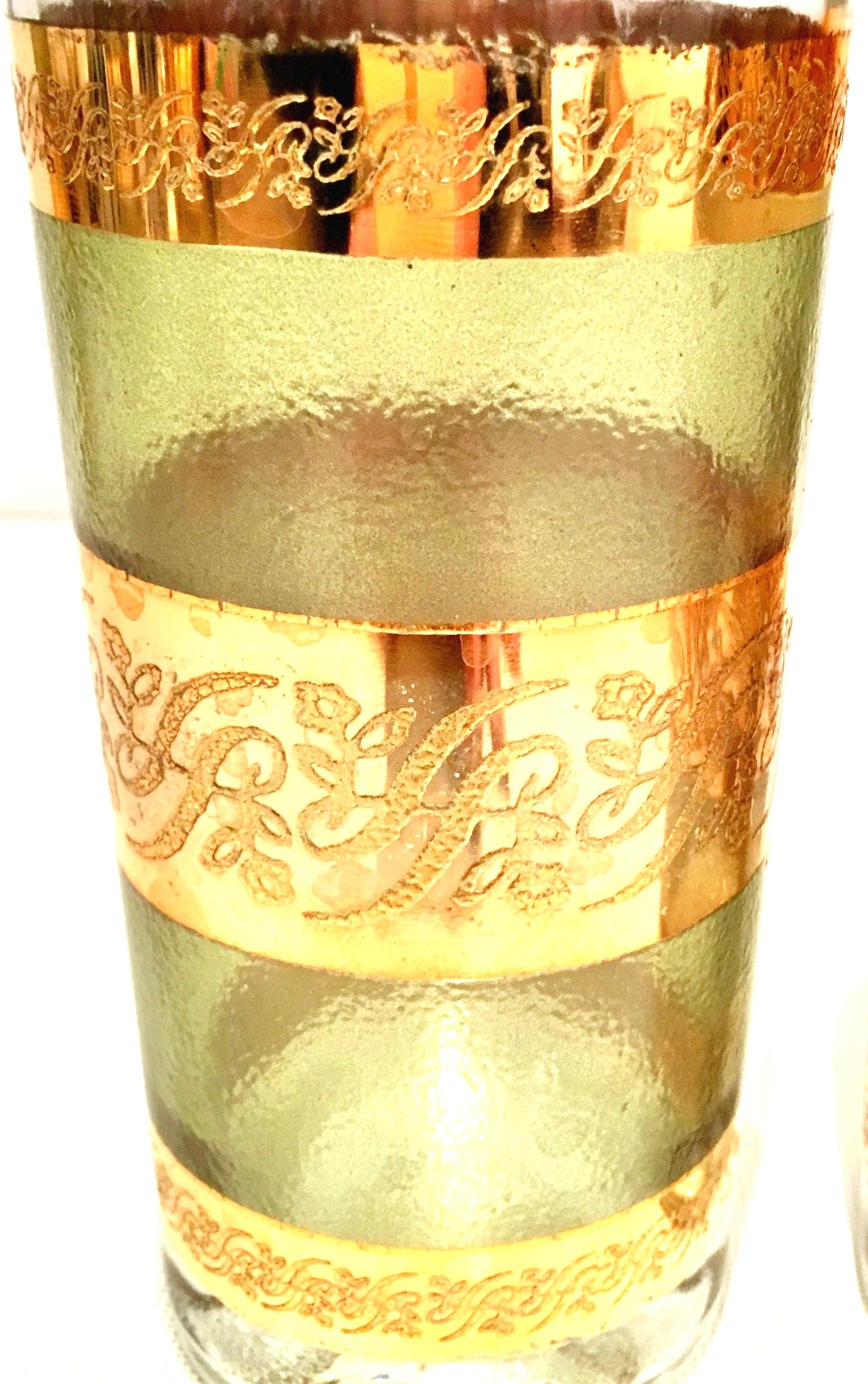 20th Century Mid-Century 22-Karat Gold Textured Drinks, Set of 7 For Sale