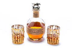 Mid Century 22-Karat Hand Painted Bamboo Whiskey Glasses Set of 6 circa 1965