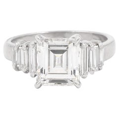 Midcentury 2.25 Carat GIA Certified Step Cut Diamond Engagement Ring