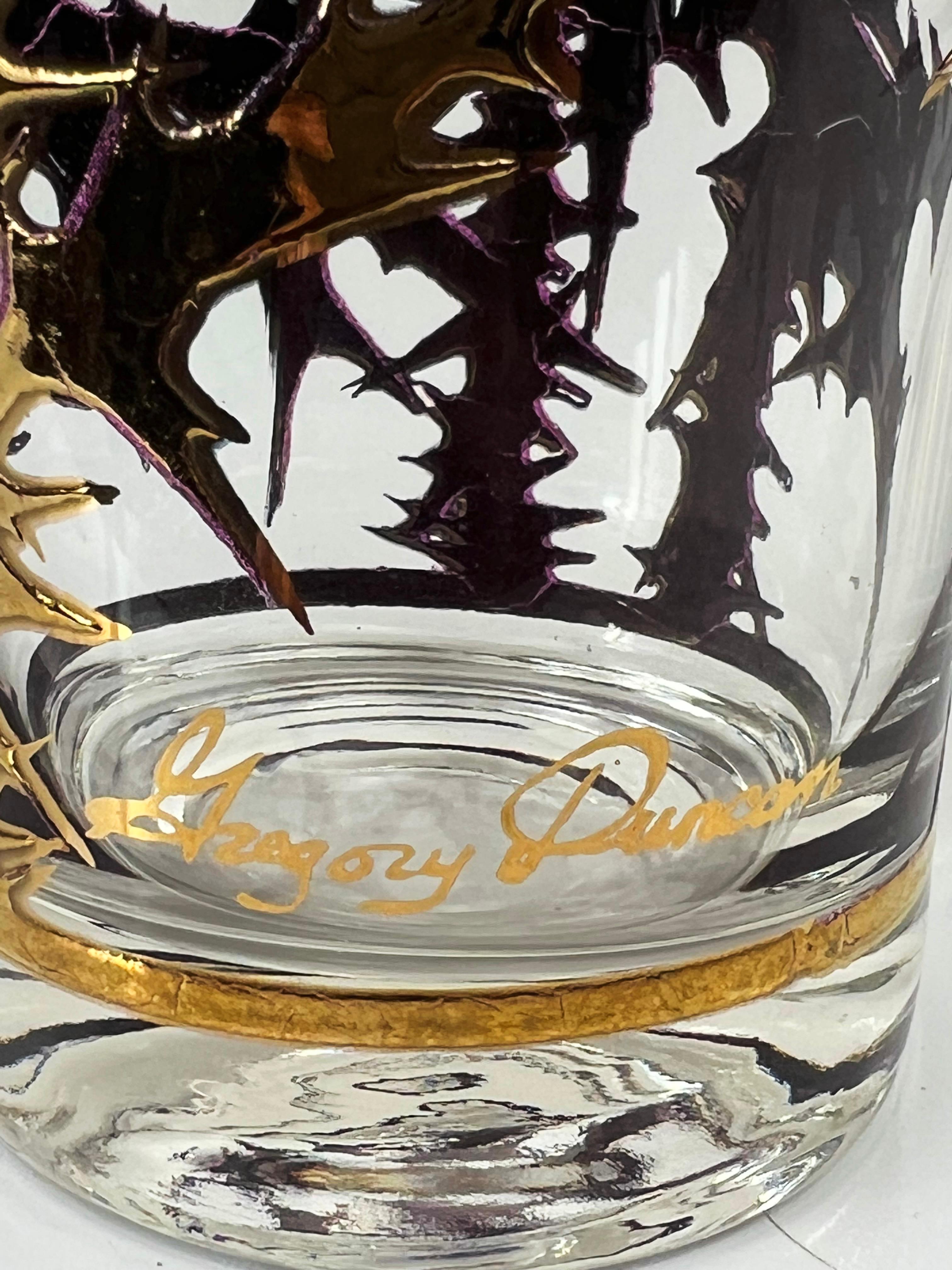 Mid-Century 22K Gold Distel-Highball-Glasgeschirr-Set von Gregory Duncan von Gregory Duncan - 8er Set (Moderne der Mitte des Jahrhunderts) im Angebot