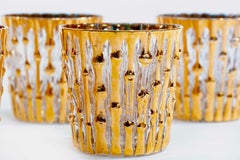 Midcentury 22-Karat Hand Painted Bamboo Rocks Glasses, Set of 6, circa 1965