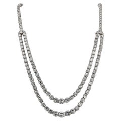 Vintage Mid Century 23 Carat Diamond Twin Strand Rivière Necklace