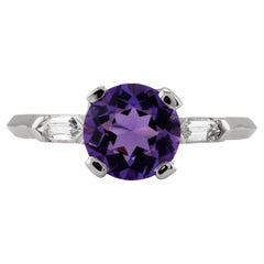 Mid Century 2.32ctw Amethyst & Diamond Three Stone Ring in Platinum