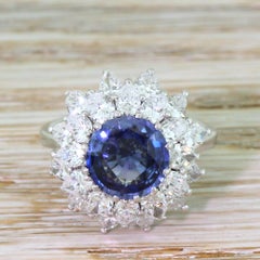 Midcentury 2.33 Carat Sapphire and 3.70 Carat Pear Cut Cluster Ring