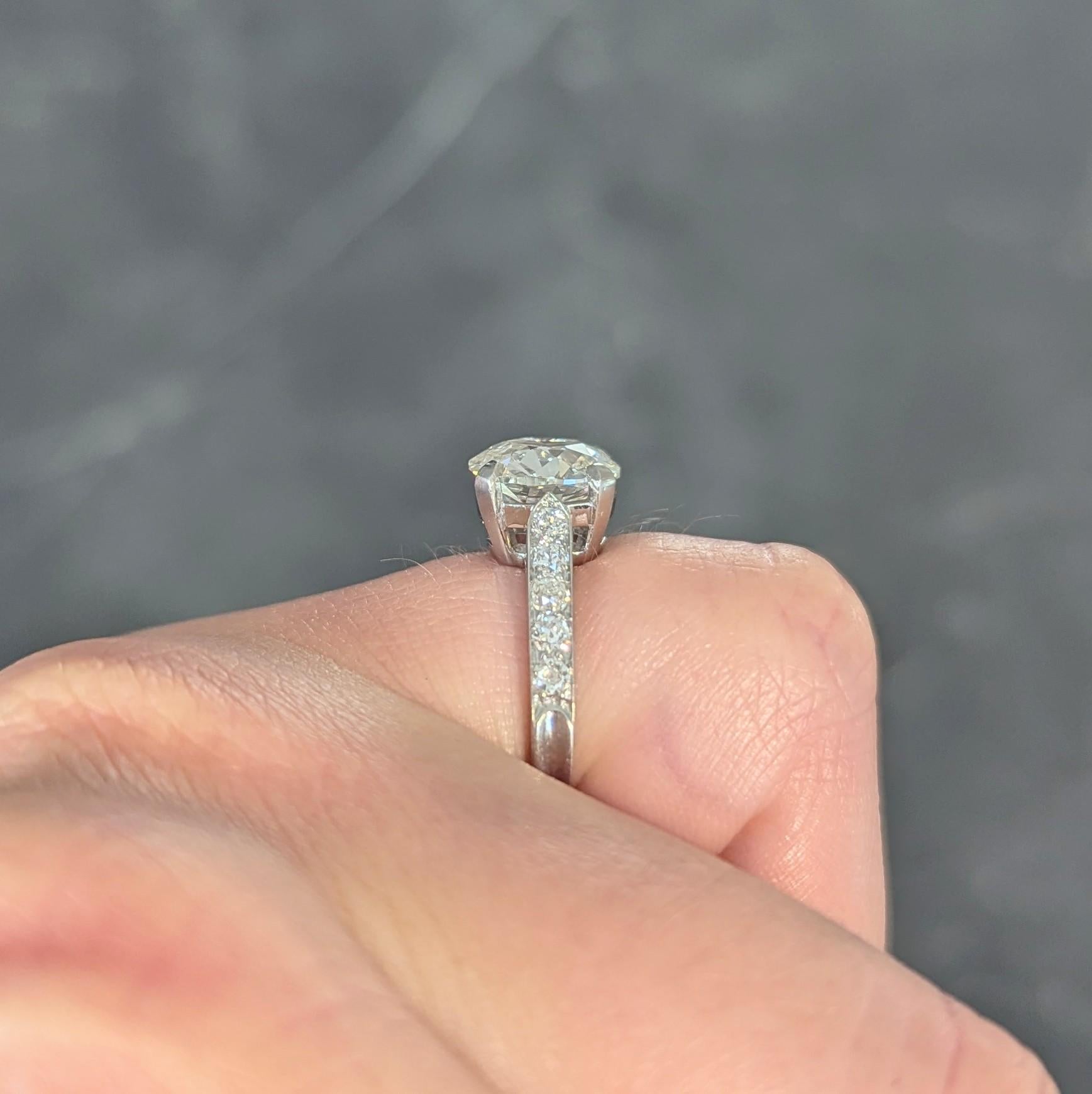 Mid-Century 2,33 CTW Old Mine Diamant Platin Vintage Verlobungsring GIA im Angebot 5