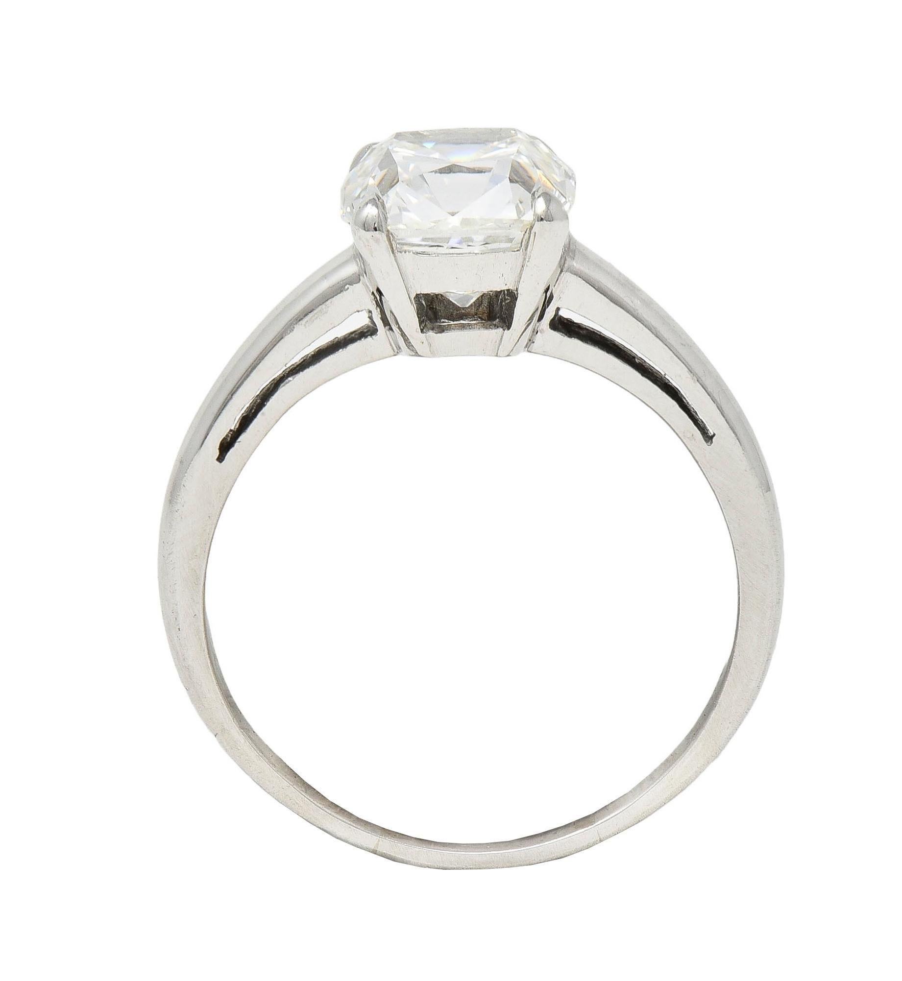 Mid-Century 2.33 CTW Old Mine Diamond Platinum Vintage Engagement Ring GIA For Sale 6