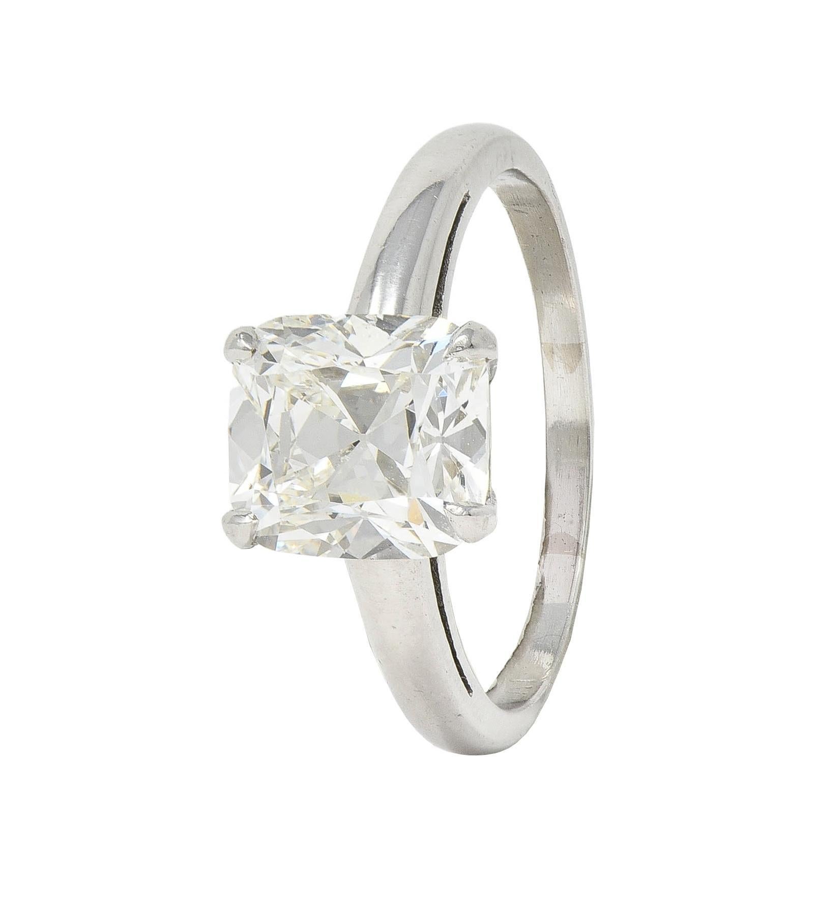 Mid-Century 2.33 CTW Old Mine Diamond Platinum Vintage Engagement Ring GIA For Sale 8