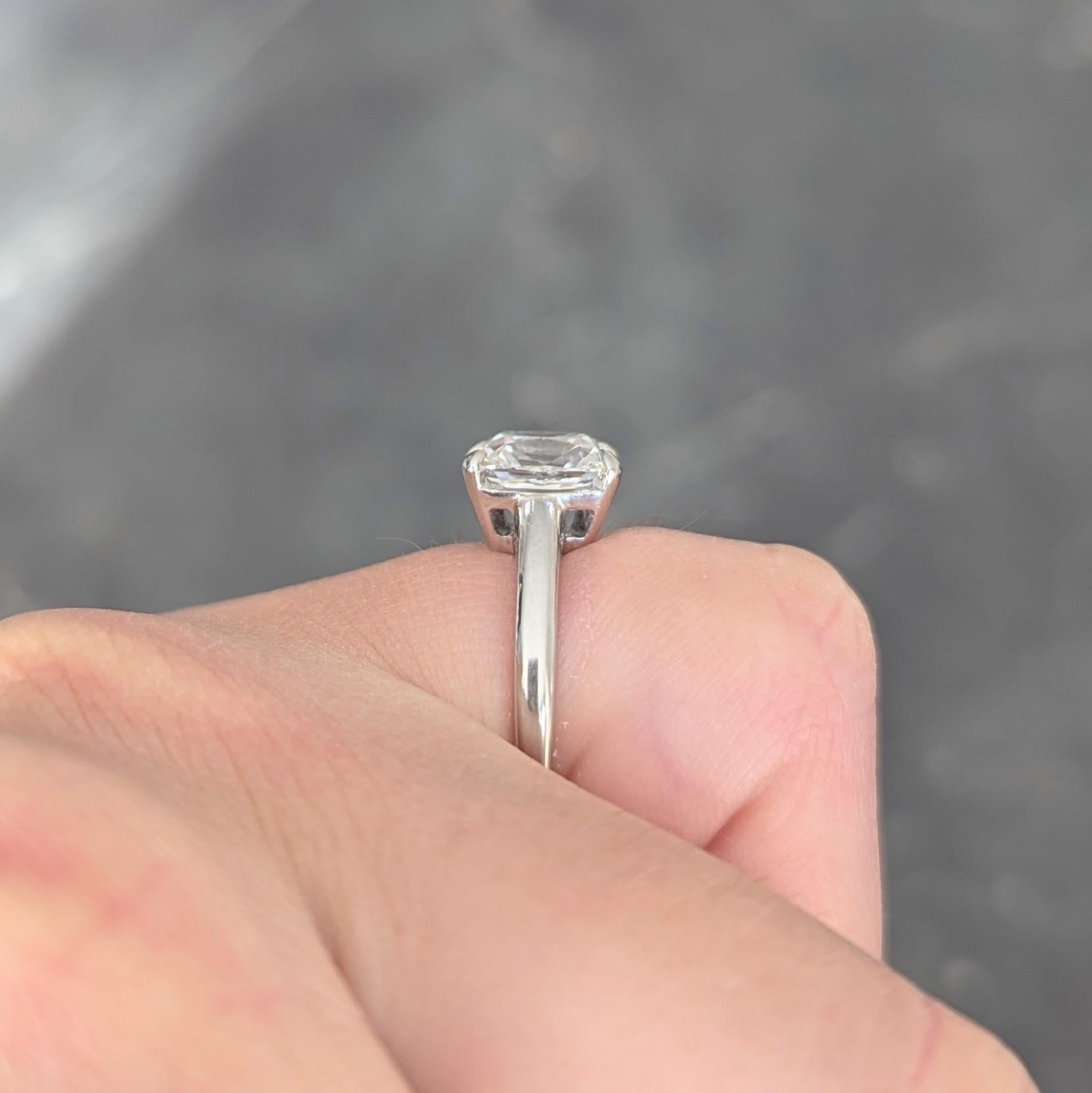Mid-Century 2.33 CTW Old Mine Diamond Platinum Vintage Engagement Ring GIA For Sale 10