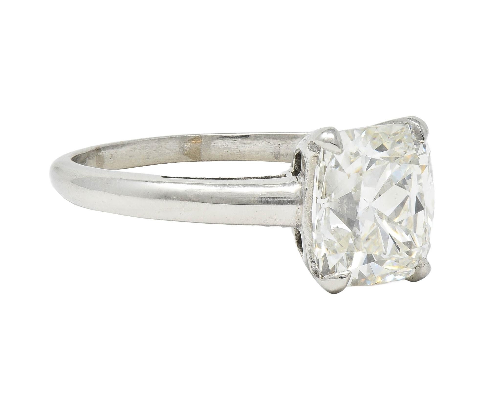 Round Cut Mid-Century 2.33 CTW Old Mine Diamond Platinum Vintage Engagement Ring GIA For Sale