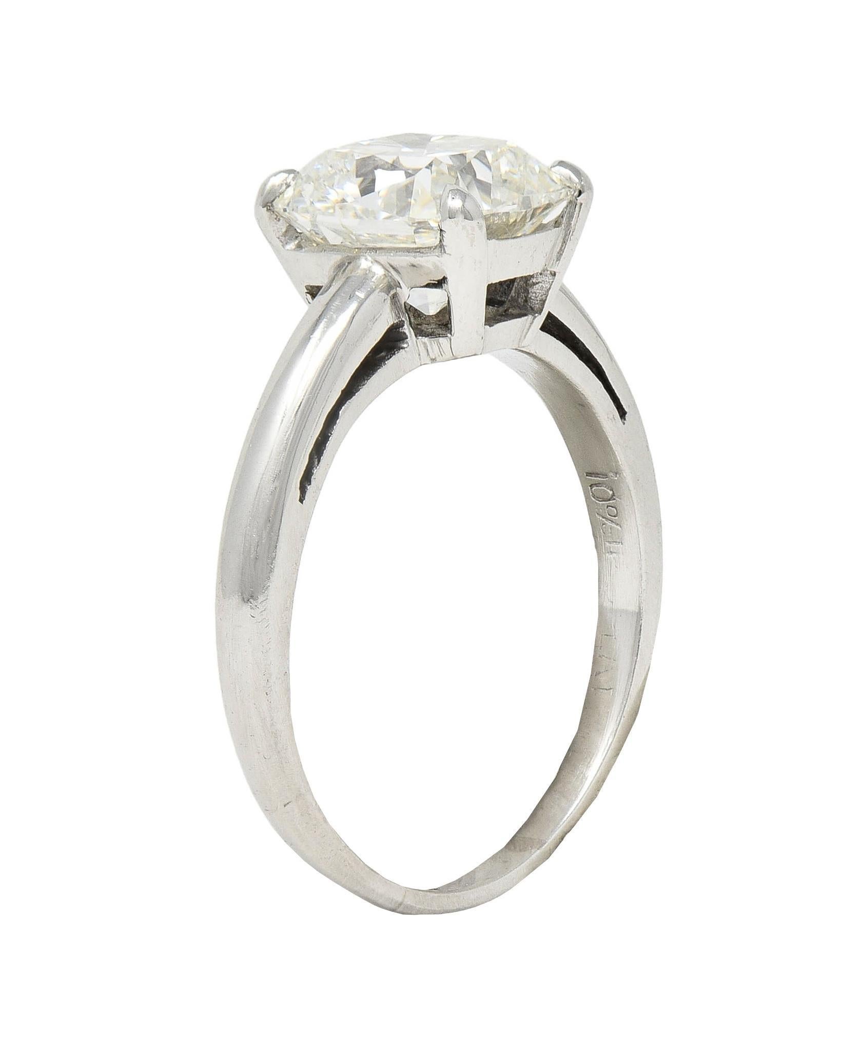 Mid-Century 2.33 CTW Old Mine Diamond Platinum Vintage Engagement Ring GIA In Excellent Condition For Sale In Philadelphia, PA