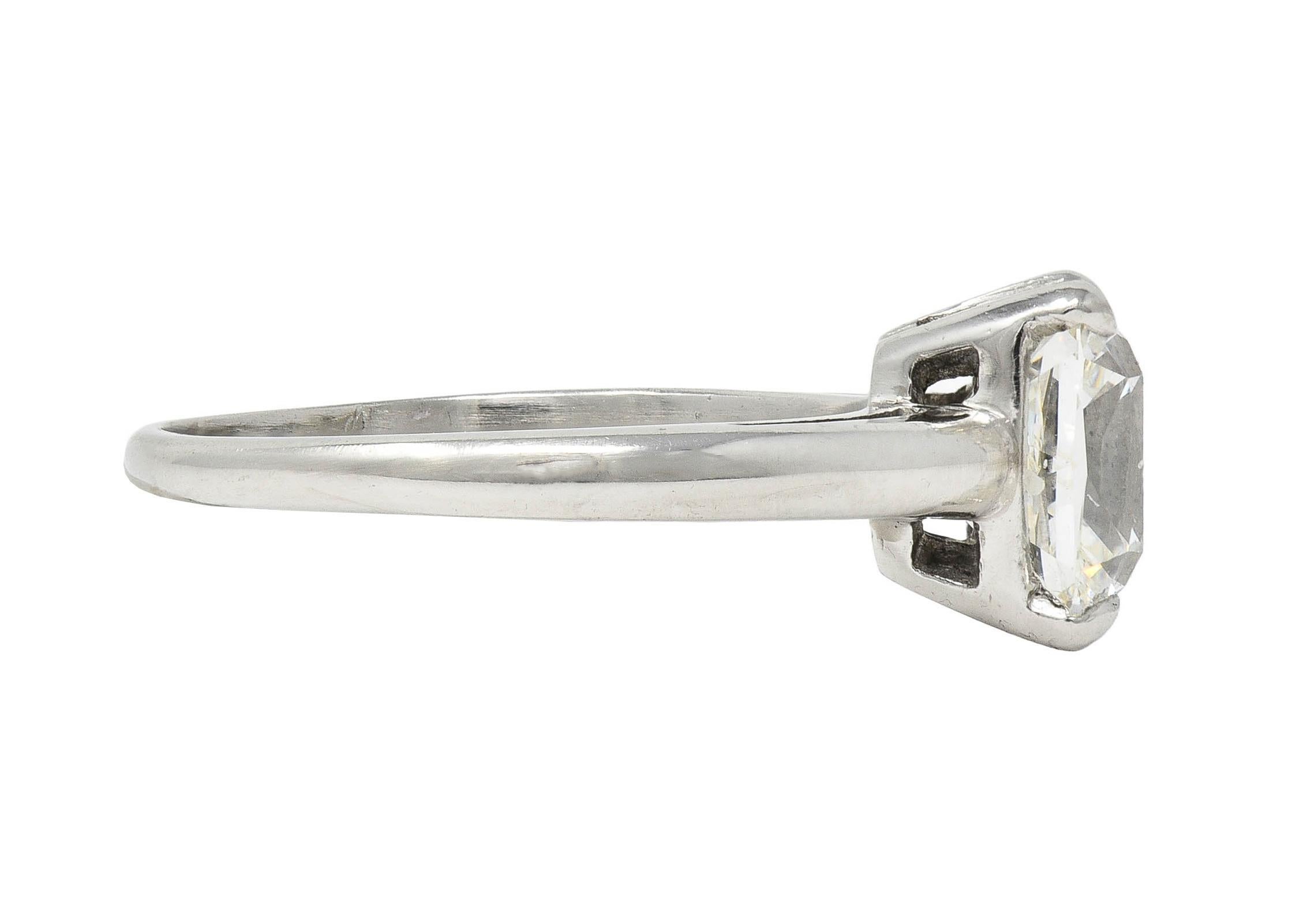 Women's or Men's Mid-Century 2.33 CTW Old Mine Diamond Platinum Vintage Engagement Ring GIA For Sale