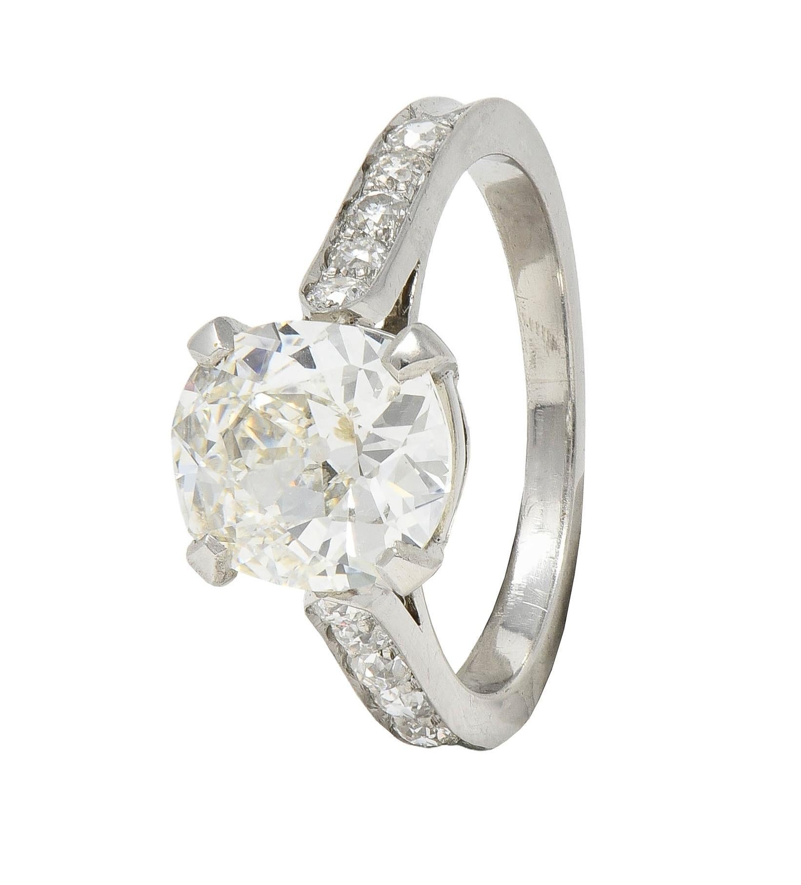 Mid-Century 2,33 CTW Old Mine Diamant Platin Vintage Verlobungsring GIA im Angebot 2