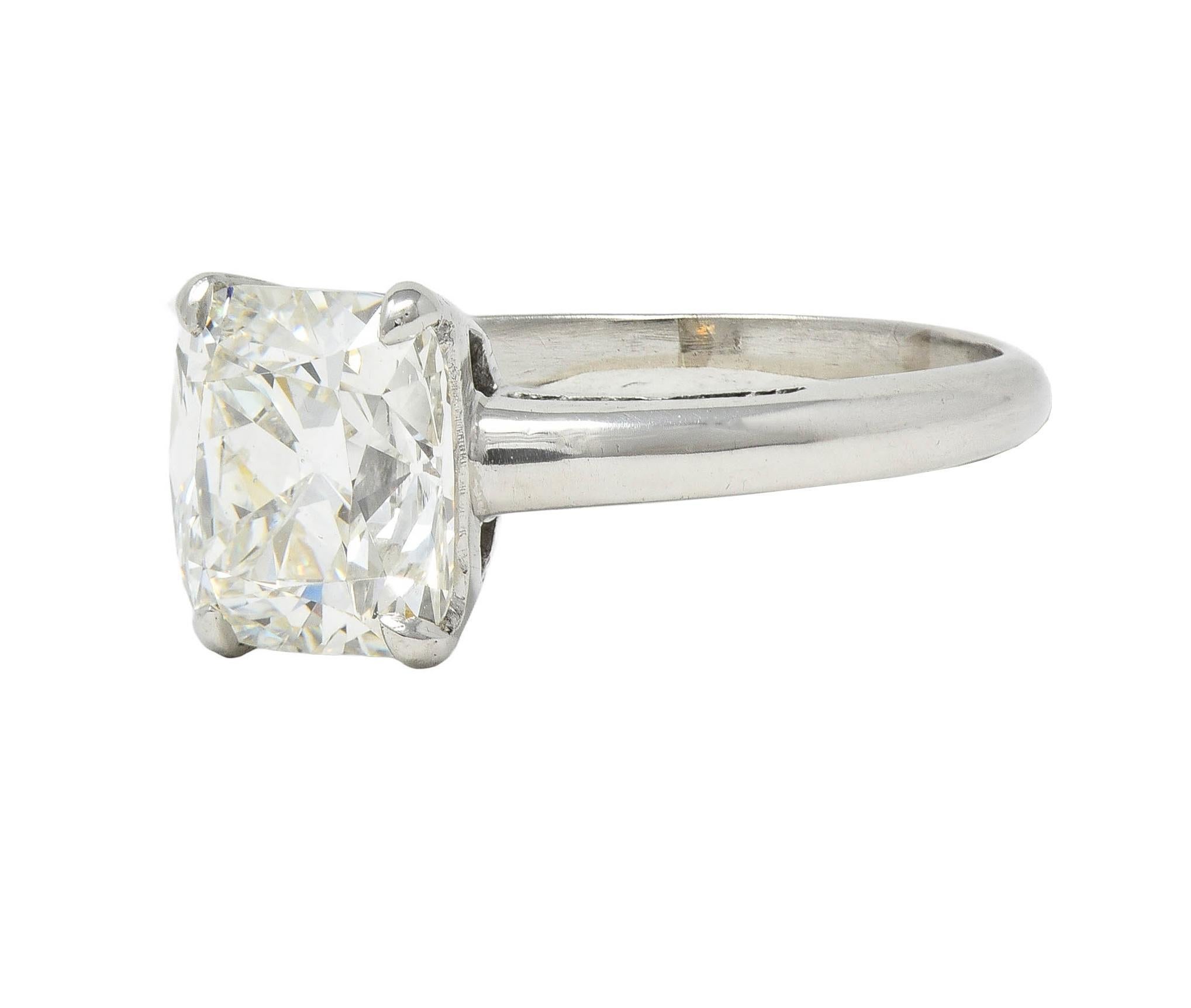 Mid-Century 2.33 CTW Old Mine Diamond Platinum Vintage Engagement Ring GIA For Sale 2