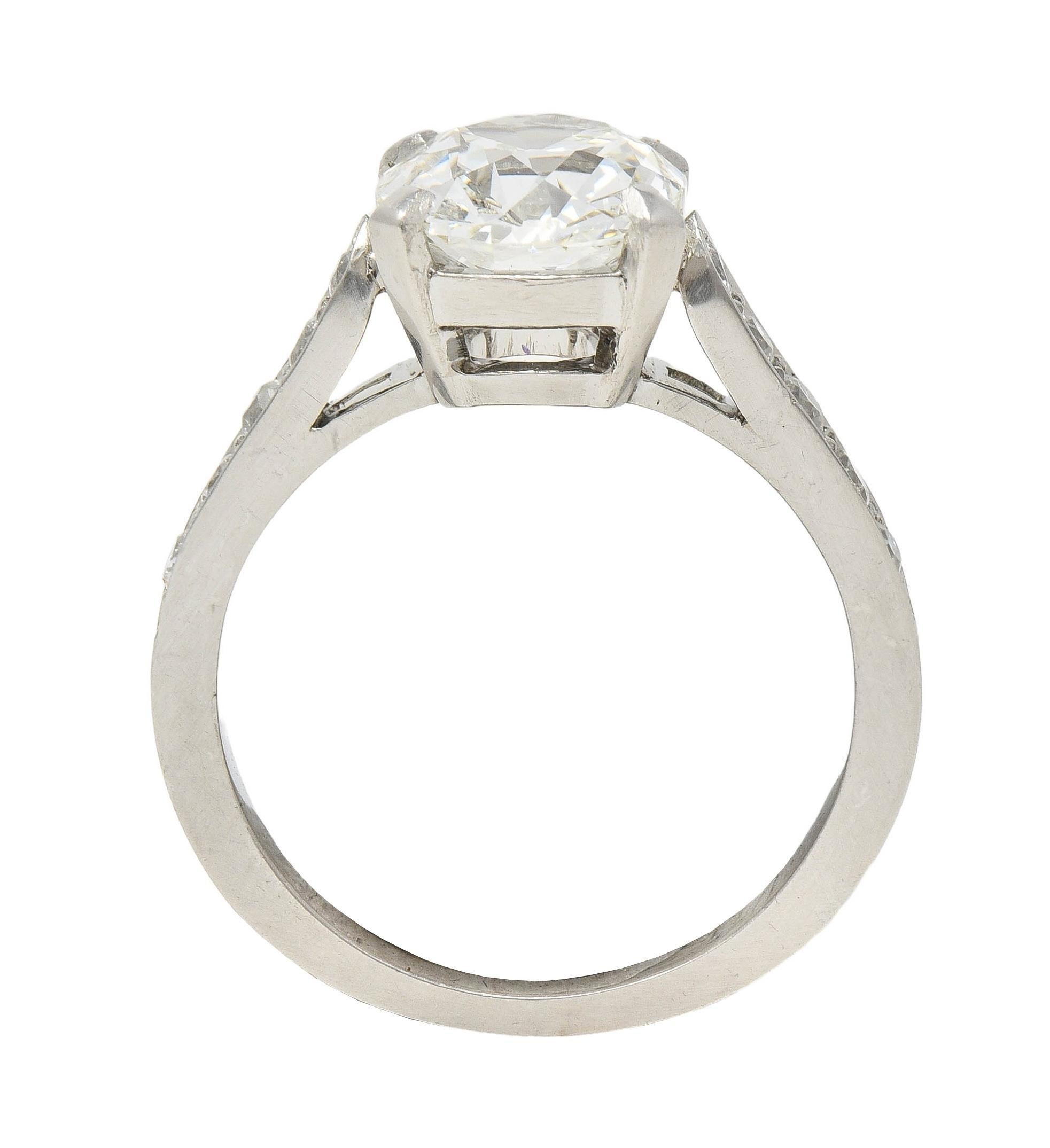 Mid-Century 2,33 CTW Old Mine Diamant Platin Vintage Verlobungsring GIA im Angebot 3