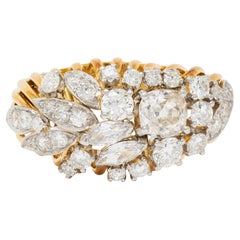 Mid-Century 2.34 CTW Diamond Platinum 18K Gold Vintage Wire Spray Cluster Ring