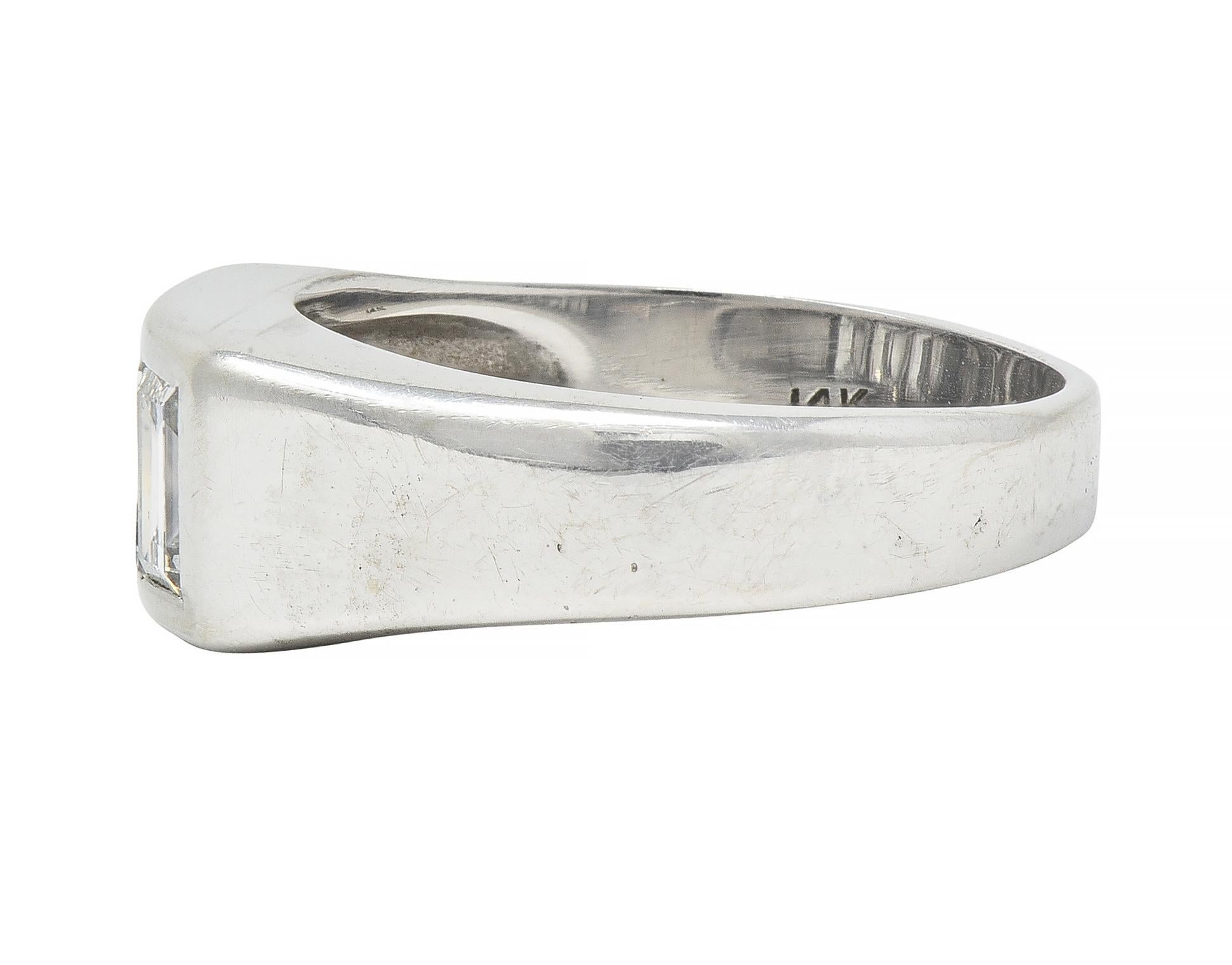 Mid-Century 2.42 CTW Diamond 14 Karat White Gold Vintage Unisex Men's Ring For Sale 2