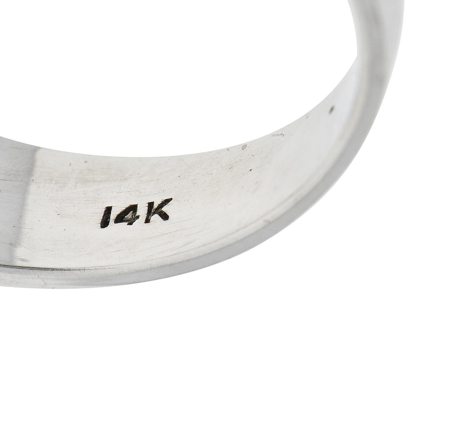 Mid-Century 2.42 CTW Diamond 14 Karat White Gold Vintage Unisex Men's Ring For Sale 4