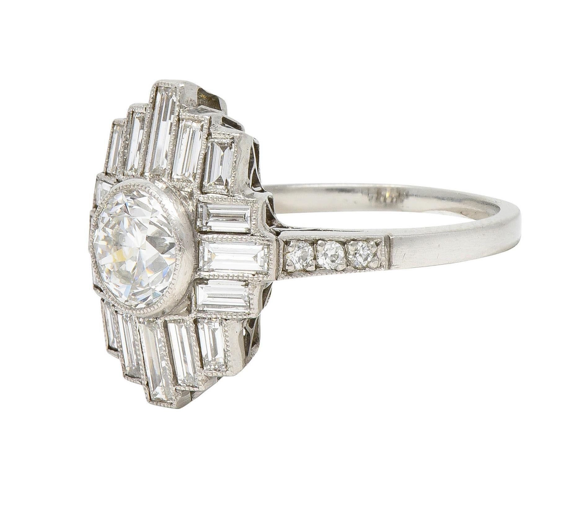 Bague Vintage Streamline en platine à 2,45 diamants CTW de style Mid-Century en vente 1