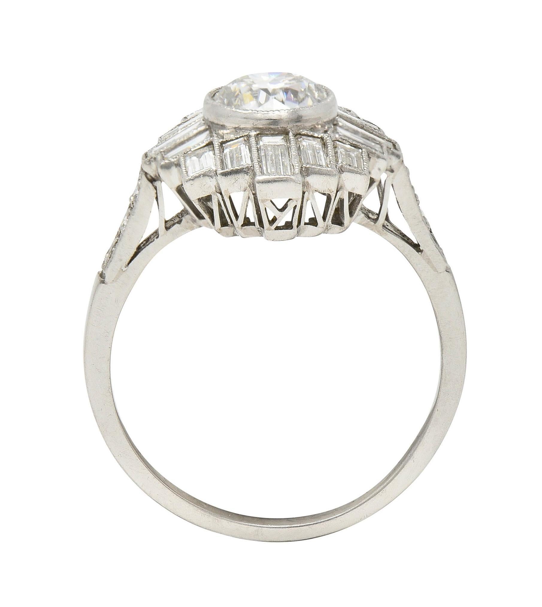 Bague Vintage Streamline en platine à 2,45 diamants CTW de style Mid-Century en vente 3