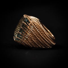 Mid-Century 25-Carat Aquamarine Cocktail Ring 18K Rose Gold French 1950s–1960s