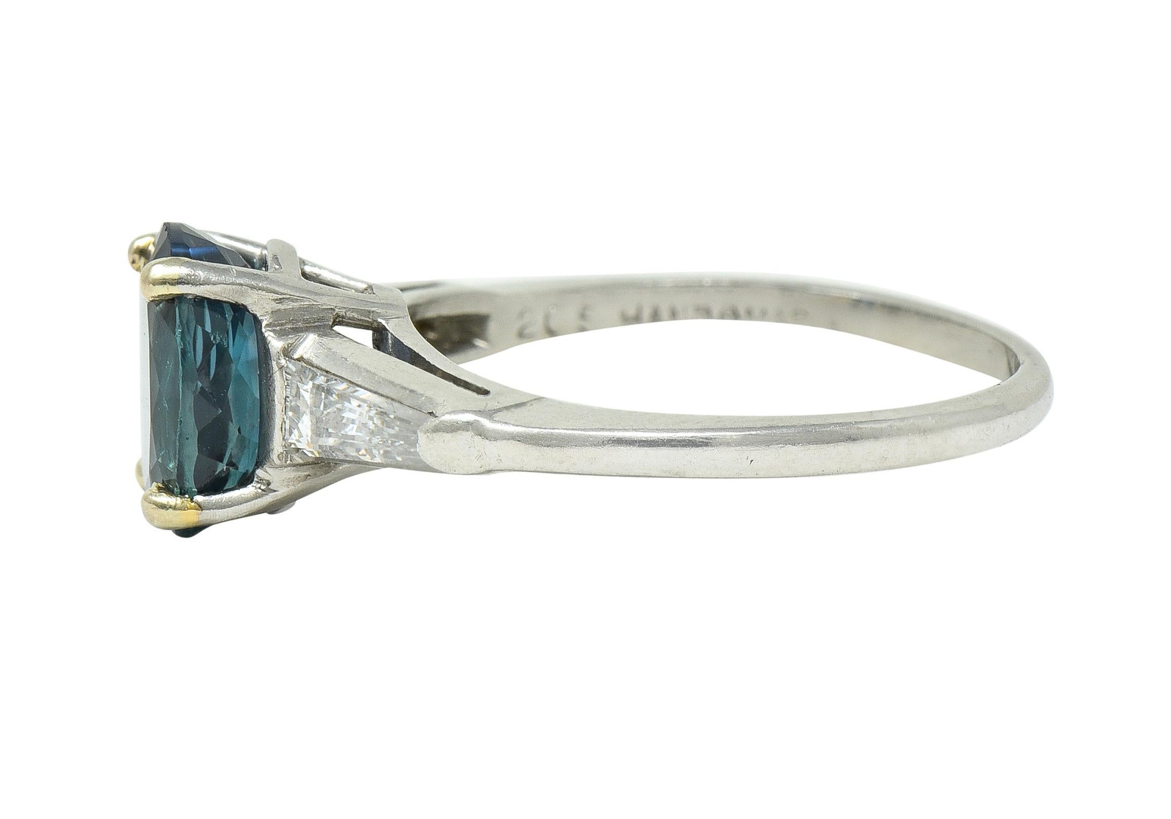 Mid-Century 2.50 CTW Natural Alexandrite Diamond Platinum Vintage Ring AGL For Sale 1
