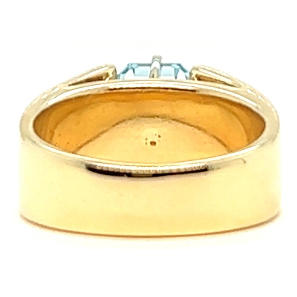 Mid-Century 2.53 Carats Aquamarine 14 Karat Yellow Gold Modernist Ring 1