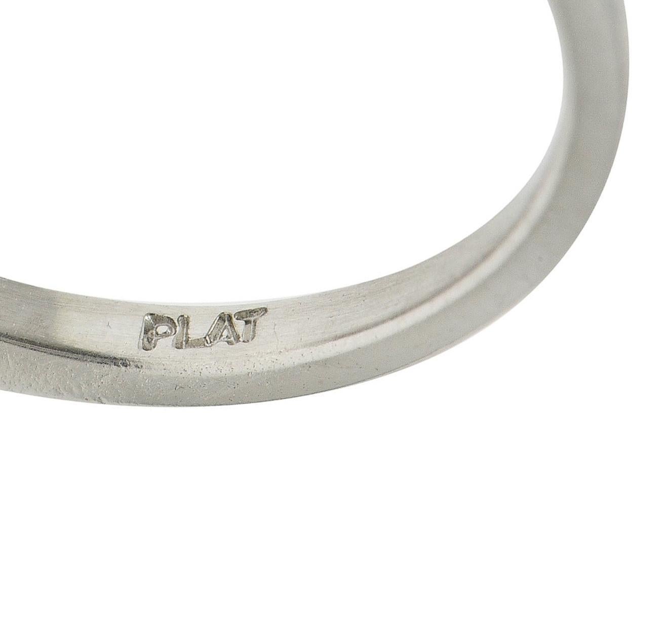 Mid-Century 2.56 CTW Emerald Diamond Platinum 3 Stone Vintage Engagement Ring For Sale 4