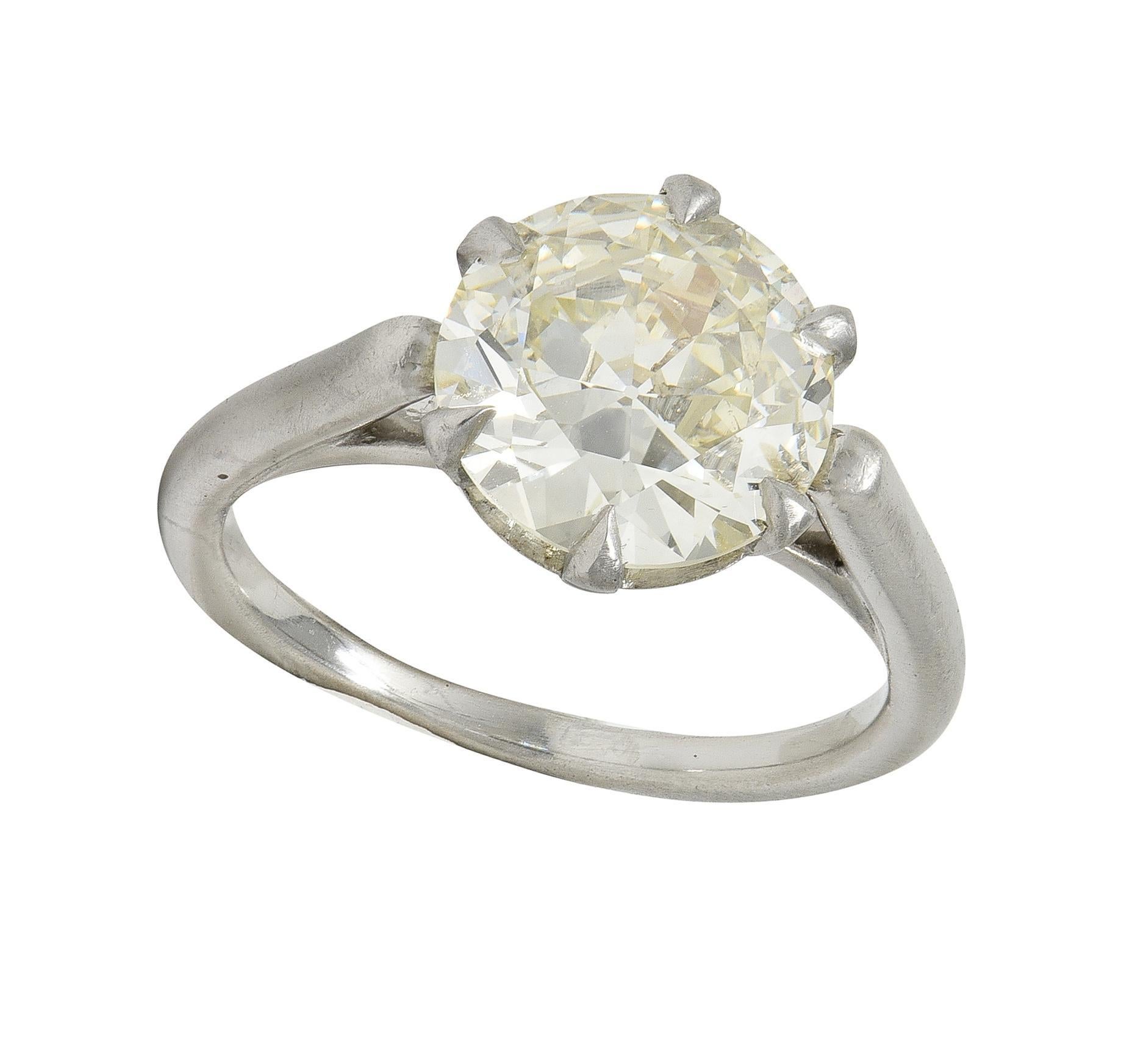 Mid-Century 2,64 CTW Diamant Platin Vintage Solitär Verlobungsring GIA im Angebot 4