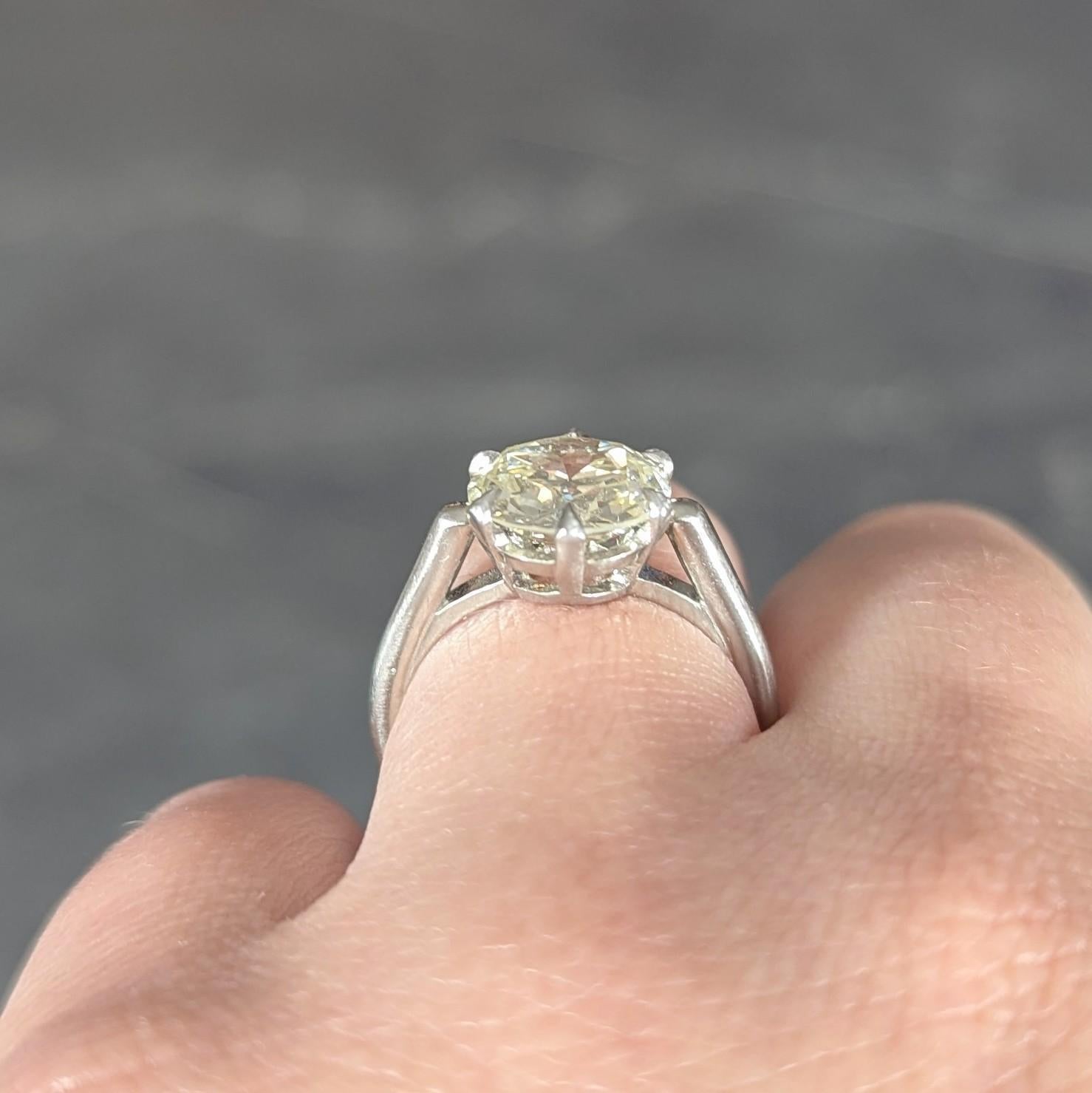 Mid-Century 2,64 CTW Diamant Platin Vintage Solitär Verlobungsring GIA im Angebot 5