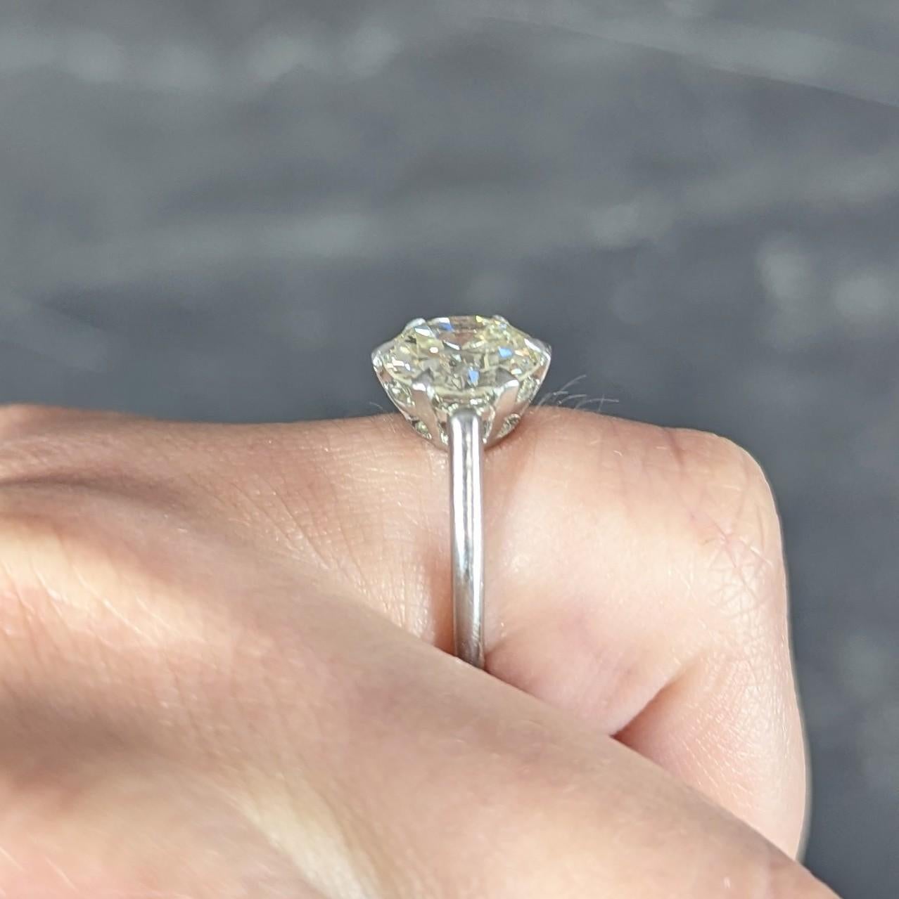 Mid-Century 2,64 CTW Diamant Platin Vintage Solitär Verlobungsring GIA im Angebot 6
