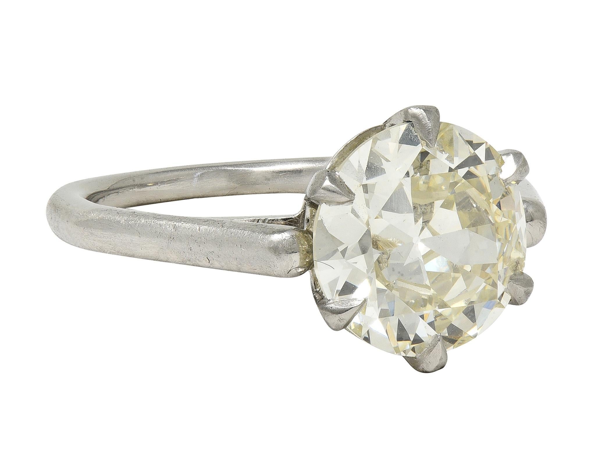 Mid-Century 2,64 CTW Diamant Platin Vintage Solitär Verlobungsring GIA (Moderne) im Angebot