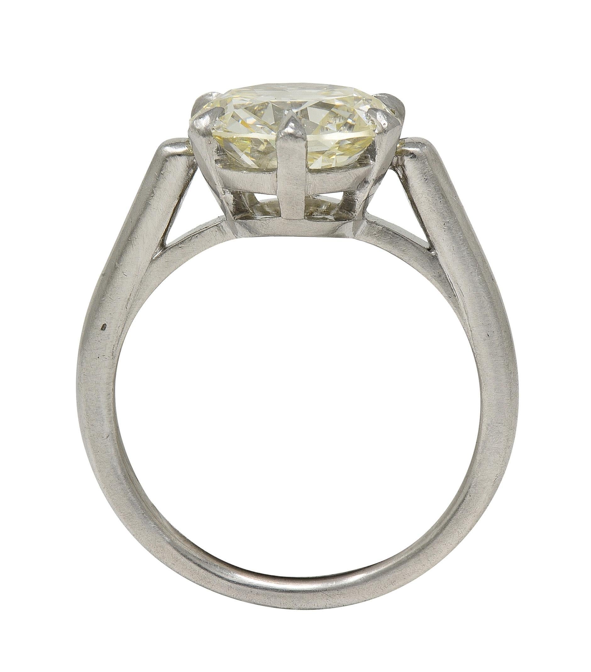 Mid-Century 2,64 CTW Diamant Platin Vintage Solitär Verlobungsring GIA (Alteuropäischer Schliff) im Angebot