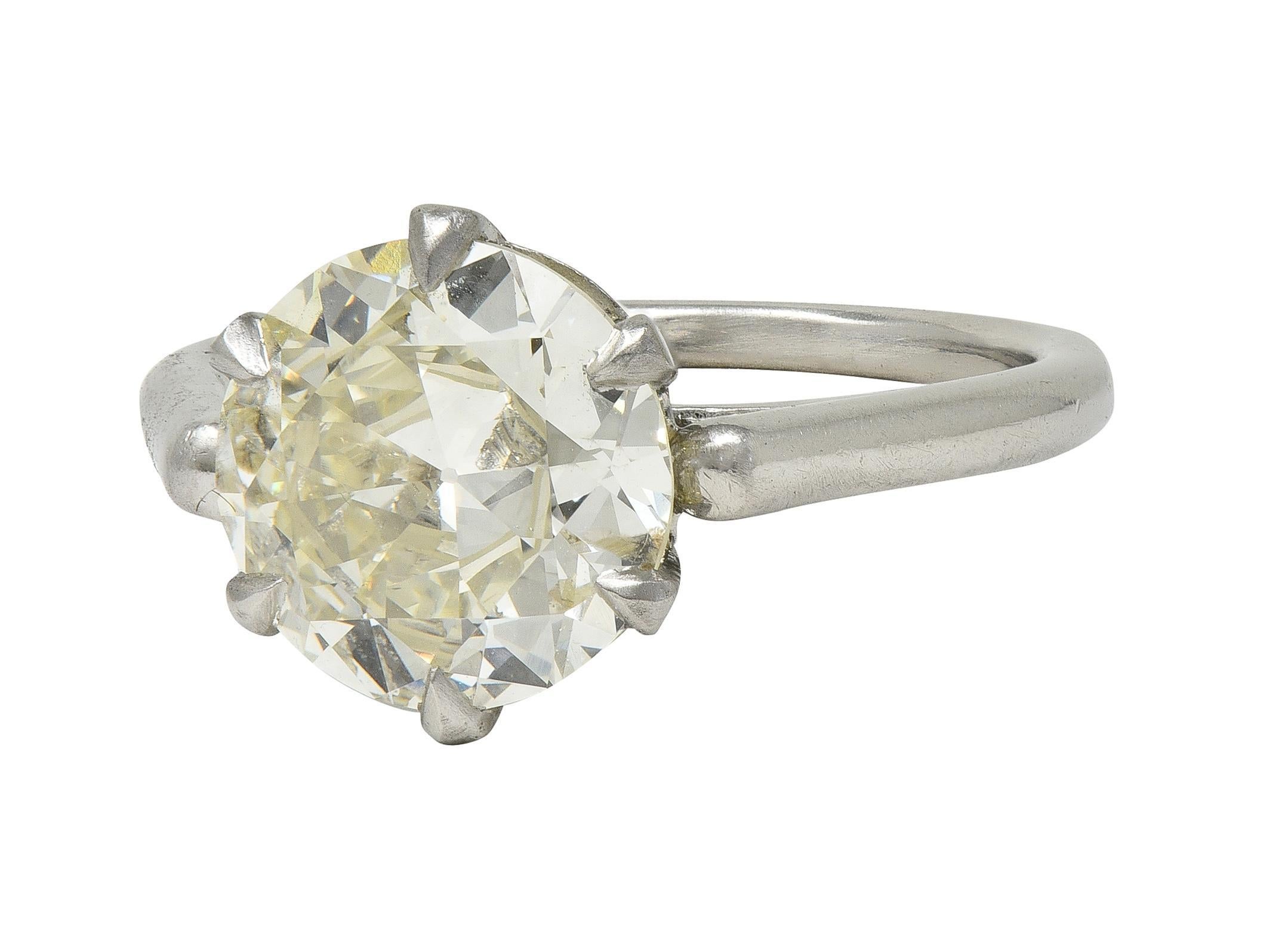 Mid-Century 2,64 CTW Diamant Platin Vintage Solitär Verlobungsring GIA im Angebot 2