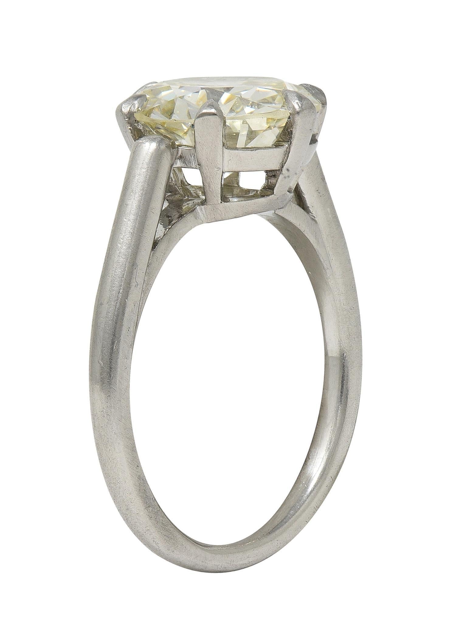 Mid-Century 2,64 CTW Diamant Platin Vintage Solitär Verlobungsring GIA im Angebot 3