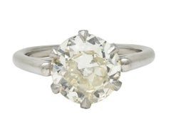 Mid-Century 2.64 CTW Diamond Platinum Vintage Solitaire Engagement Ring GIA