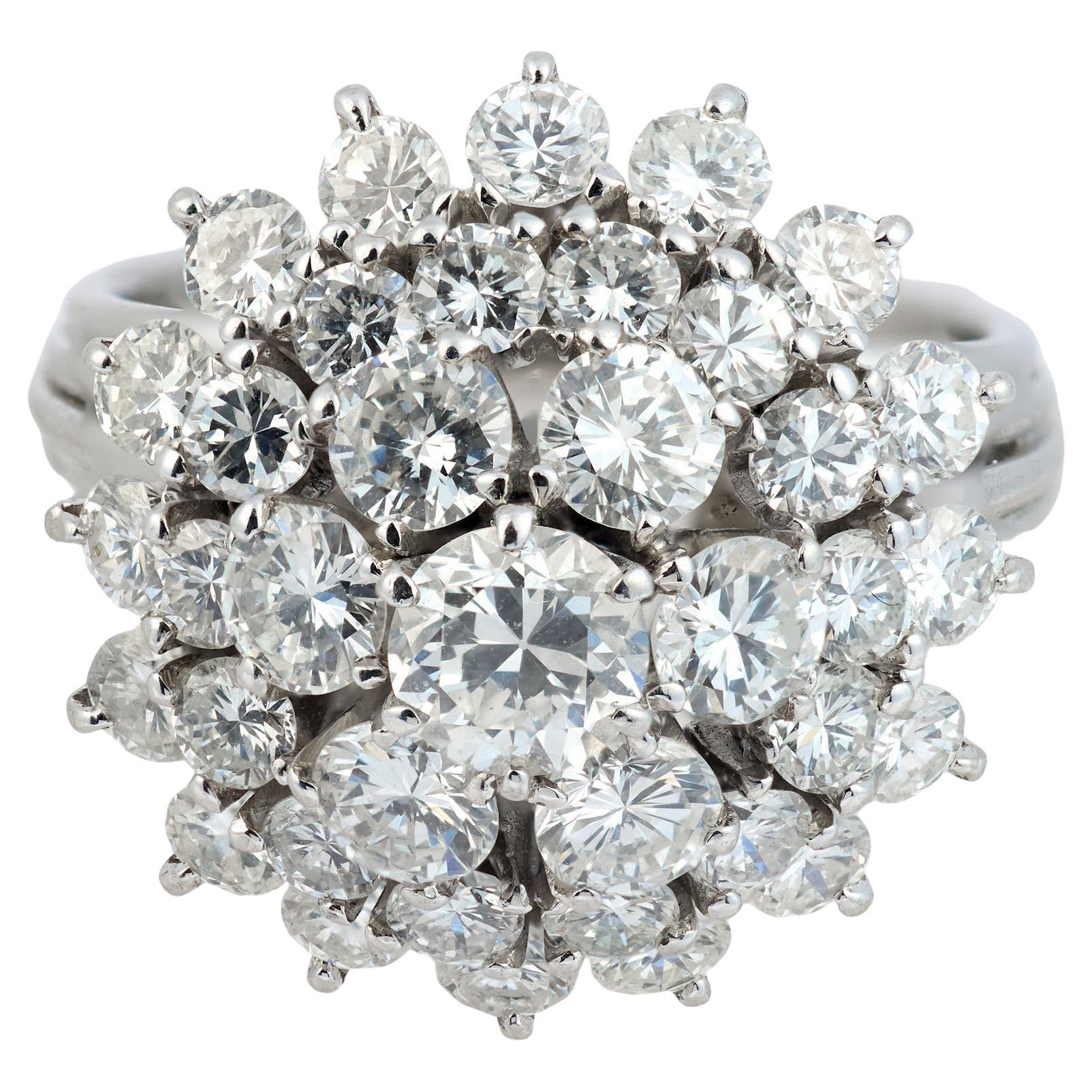Mid Century 2.70 carat diamond platinum cocktail ring